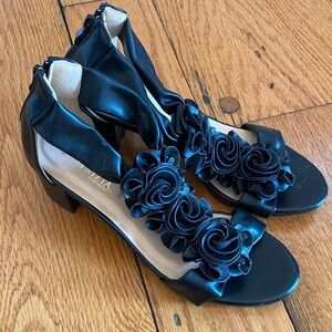 Chic Black Floral Women's Heels